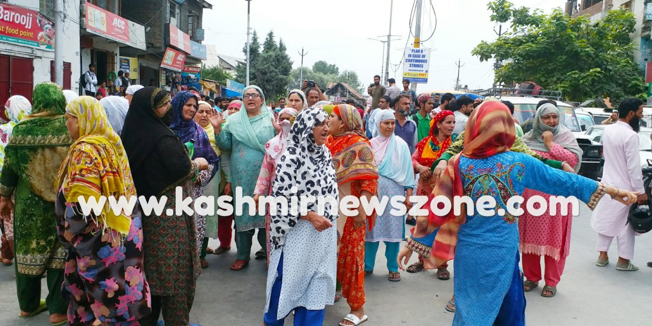 Protests against arrest of youths in Hyderpora Srinagar.