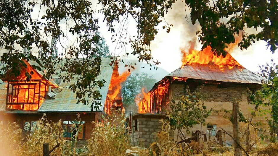 Two Residential houses gutted in fire In Ganderbal