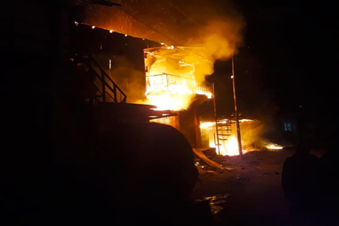Two residential houses,four shops Gutted in Fire in Doda