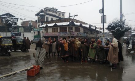Women protest in downtown Srinagar to demand release of jailed kin