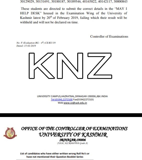 KU: Attention Notice for B G 4th Semester Students of Regular Batch – 2016