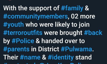 Two more youth return back to mainstream in Pulwama says Police