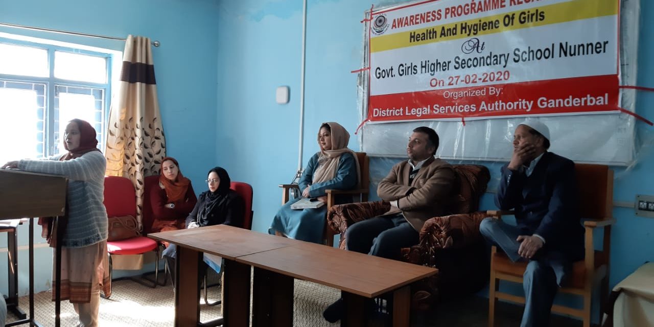 Health and hygiene’ awareness camp held at Govt Girls Higher Secondary School Nuner by DLSA Ganderbal