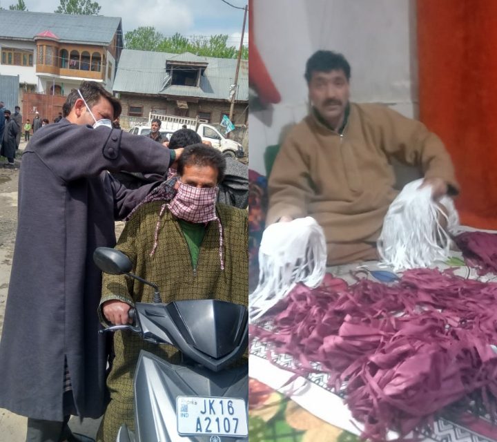 BJP District Ganderbal distribute free face masks