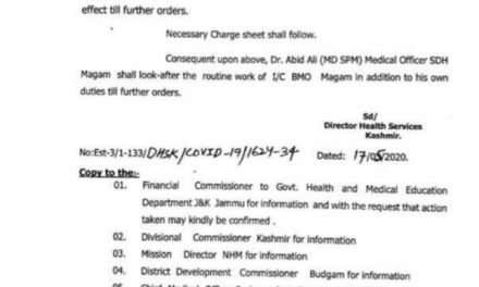 Block Medical Officer Magam Suspended for allowing a student to go home without waiting for his test report.