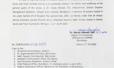 Shops closed in Sumbal, Dawar for two days as precautionary measure: DC Bandipora