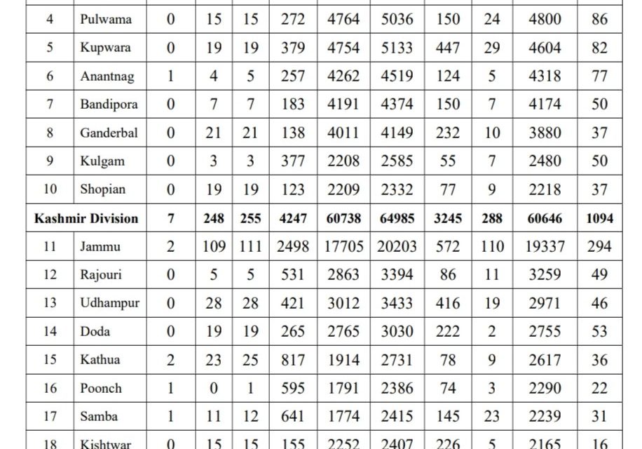 13 travelers among 487 new covid-19 cases in J&K, total 108306