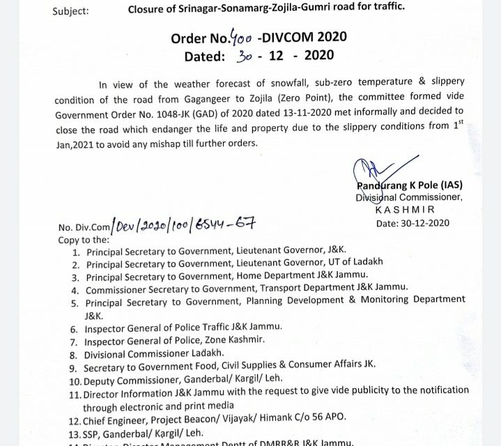 Sgr-Leh highway closed for winter months