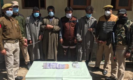 Ganderbal Police arrested four gamblers; stake money seized