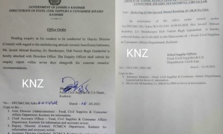 Storekeeper attached for misbehaving with a beneficiary in Ganderbal