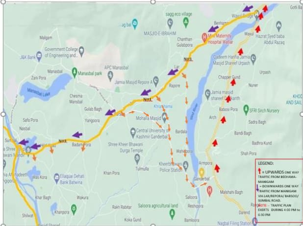 Wayil Bailey Bridge:Only One way traffic allowed from Beehama to Manigam from 4PM to 6:30PM till further orders:Ganderbal Police