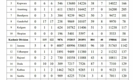 J&K Reports 166 New Covid-19 Cases, One Death