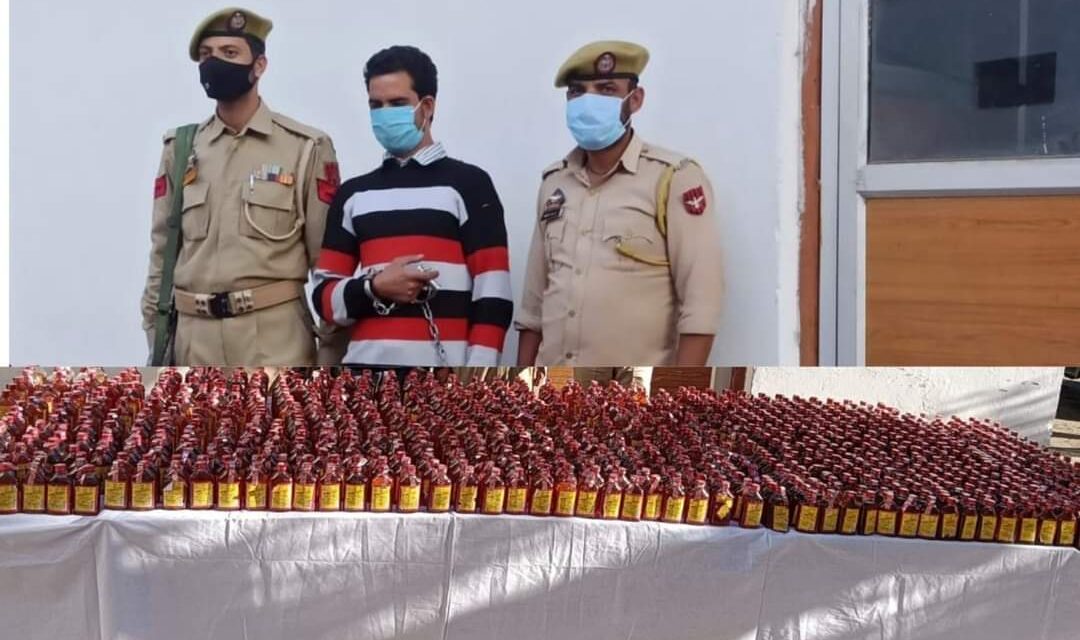 Kishtwar Police Arrested one Bootlegger 1130 bottles of illicit Liquor Seized