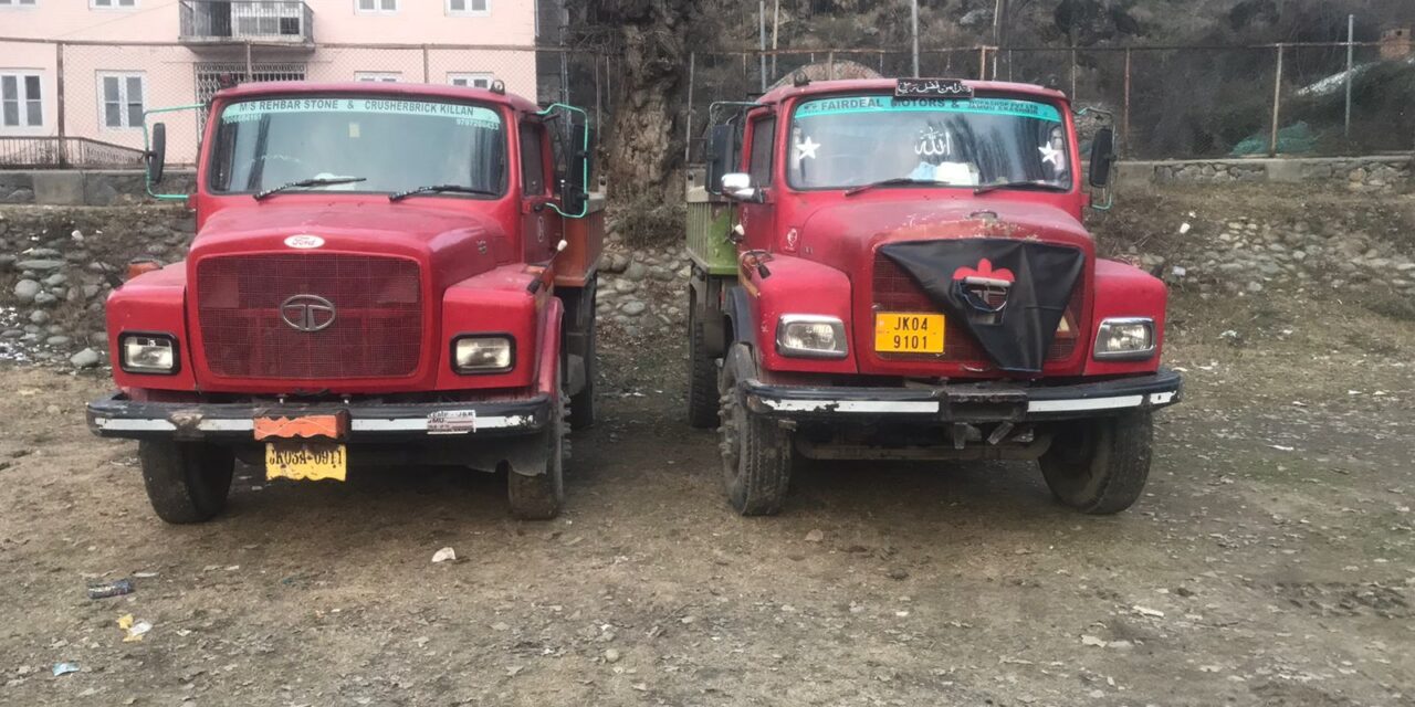 Two Tipper drivers held for illegal extraction and transportation in Ganderbal