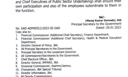 Govt Asks Officers, Officials Stationed In Jammu To Attend R-Day Function