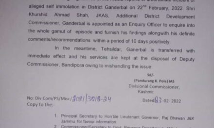 Div Com Kmr orders enquiry for self-immolation incident in Ganderbal