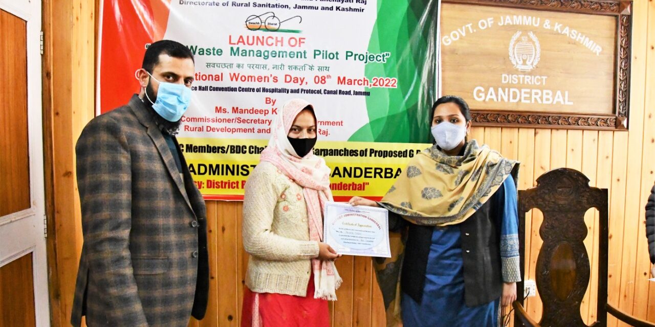 DC Ganderbal felicitates women PRIs on IWD/ launch of Solid Waste Management Pilot project