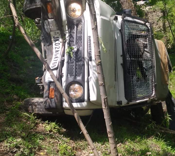 Escort Vehicle of PDF Chairman Turns Turtle in Budgam, Two Security Personnel Injured
