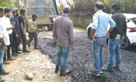 DDC Kangan-C Mudasir Majeed inspects macadamization work at Maangam Chattergul