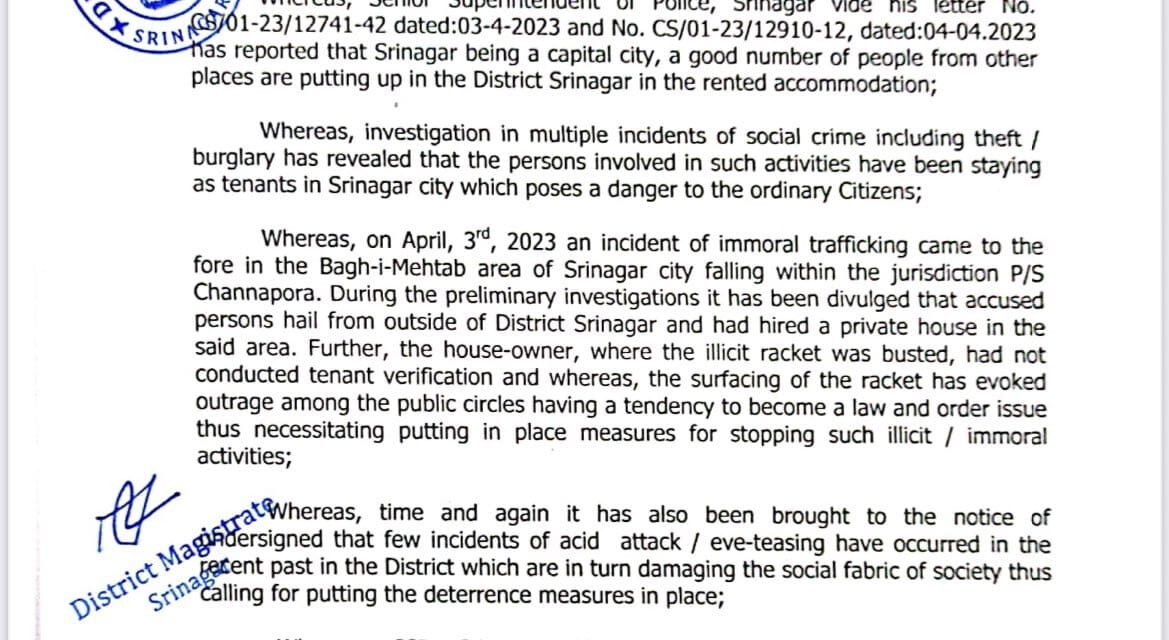 Tenant verification mandatory in Srinagar: DC Srinagar