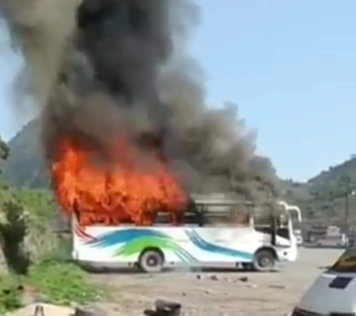 Bus catches fire after stove exploded in Reasi, two injured