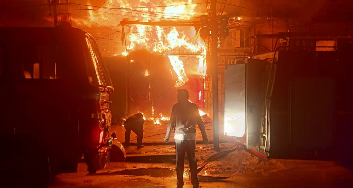 Commercial Building Damaged in Overnight Fire Mishap in Batamaloo Srinagar