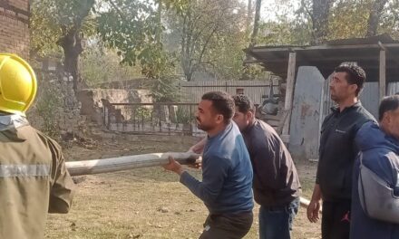 Madrassa building damaged in fire in Ganderbal village