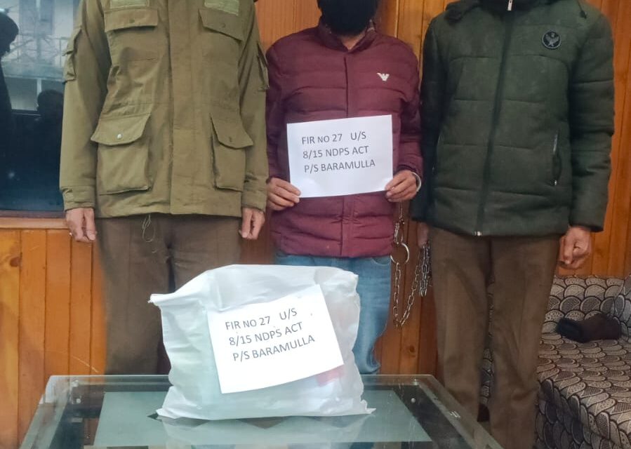 Police arrests drug peddler in Baramulla; Contraband substance recovered