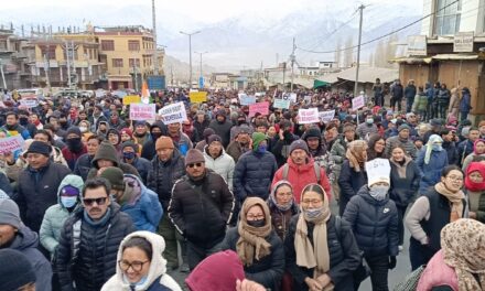 Amid freezing cold, march in Ladakh for statehood