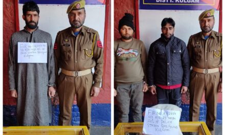 Police arrests 03 drug peddlers in Kulgam; Contraband substances recovered