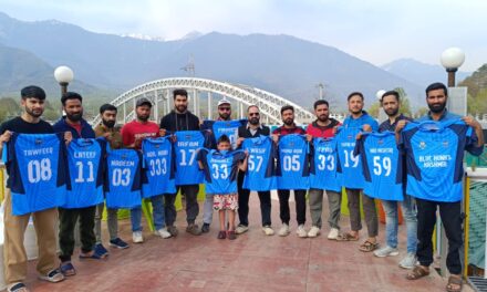 Blue Hunks Kashmir Unveils New Cricket Uniform at Wayil Ganderbal