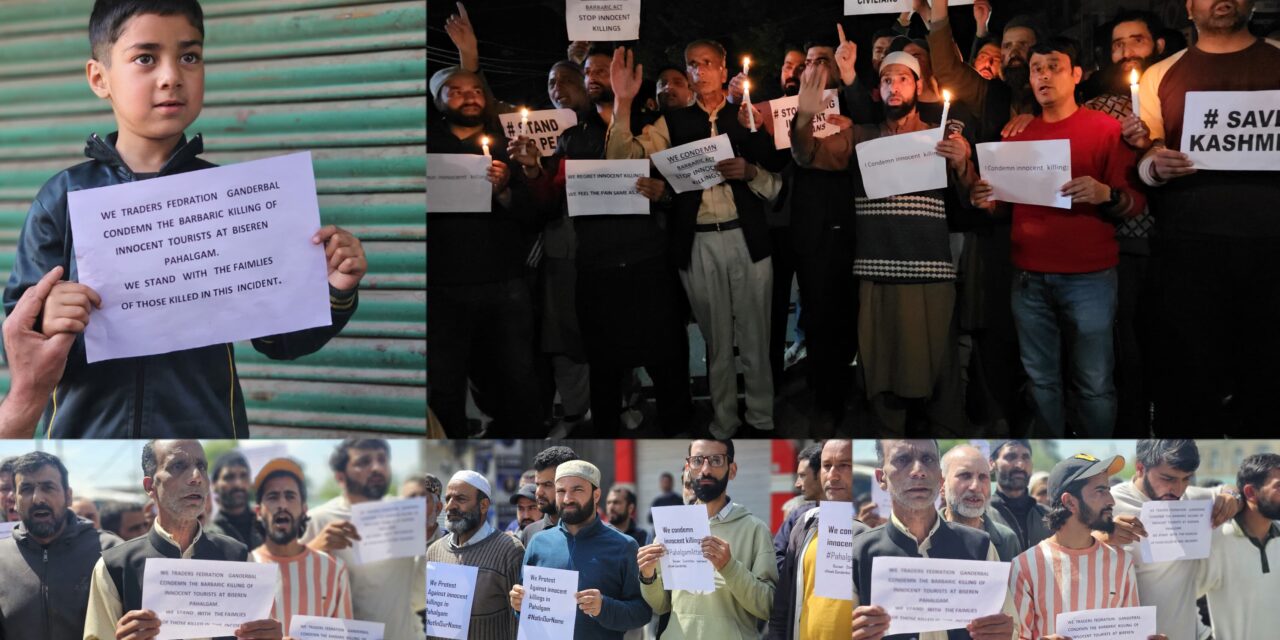 Candlelight protest against terror attack on tourists in Pahalgam held across Ganderbal