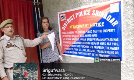 Srinagar Police Attaches Property Worth ₹50 Lakh of Notorious Peddler; Drug Money Seized