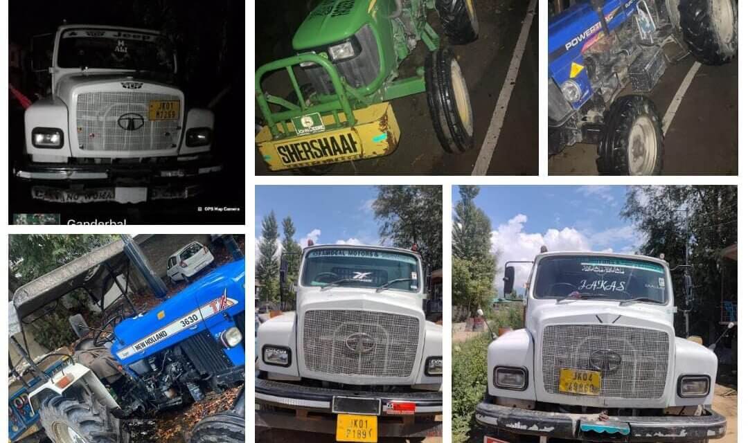 Seven Vehicles Seized in Ganderbal for Illegal Mining and Mineral Transportation:Police