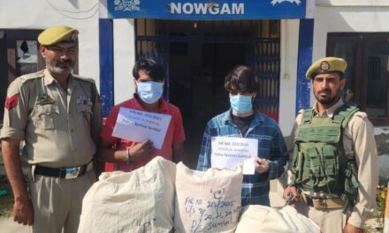 Bandipora Police Apprehend Two Persons with large quantity of Contraband Substances at Ganastan Nowgam.Case FIR registered