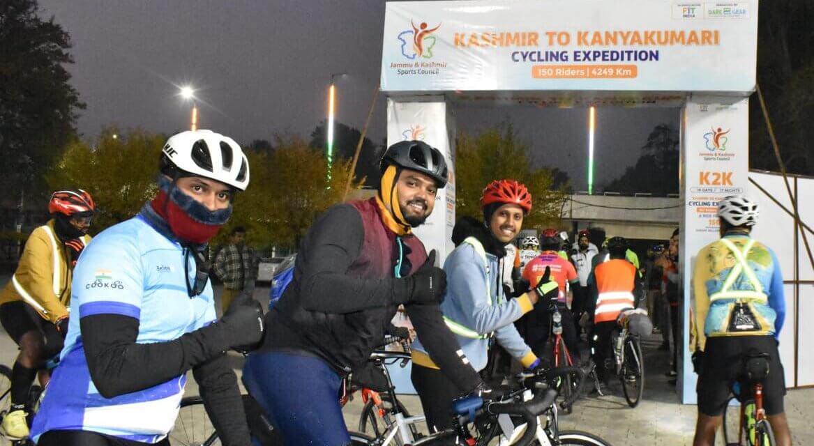Kashmir to Kanyakumari (K2K) Cycling Expedition Flagged Off from Srinagar