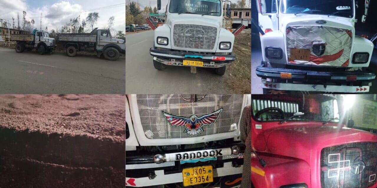 Ganderbal Police Cracks Down on Illegal Mining; 10 Tippers Seized in Major Action.