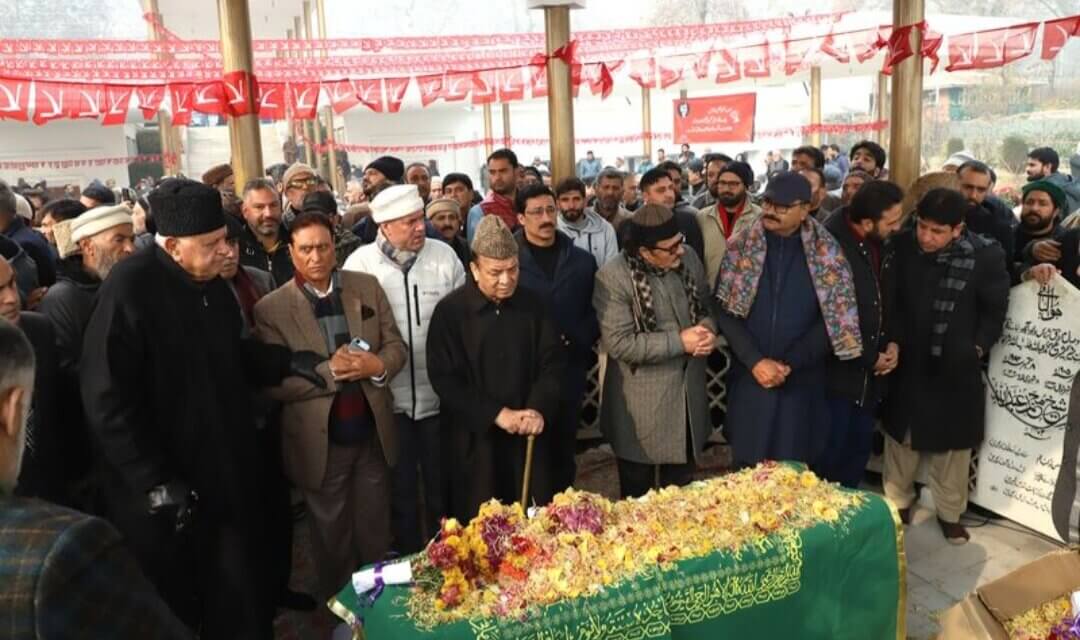 NC leaders, workers assemble at Naseem Bagh to commemorate late Sheikh Mohammad Abdullah’s 120th birth anniversary