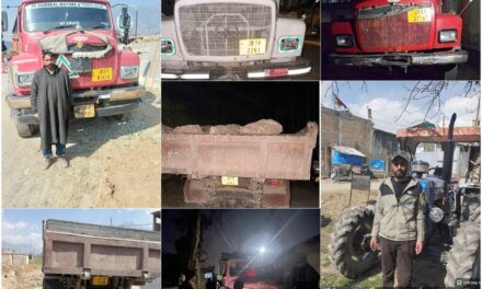 6 Tippers, Tractor Seized for Illegal Mining in Ganderbal
